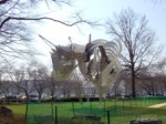 Modern sculpture in front of Smithsonian Art Museum